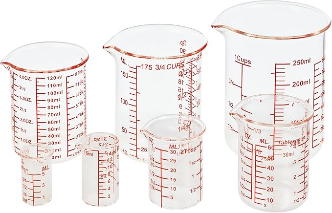 Ackers 7-Piece Glass Measuring Cup Set, Borosilicate Beaker Style Nesting - Image 8