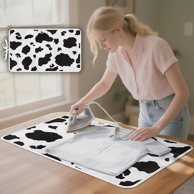 Cow Print Ironing Mat Portable Ironing Pad, Table Top, Countertop, Heat - Image 3