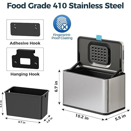 Stainless Steel Hanging Trash Can - Image 6
