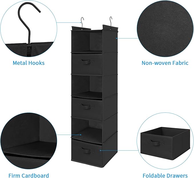 MAX Houser 6 Tier Shelf Hanging Closet Organizer, Closet Hanging Shelf - Image 4