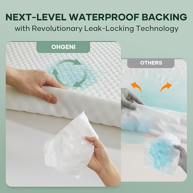OhGeni 100% Waterproof Twin-2 Pack Mattress Protector, Fitted Sheet - Image 8