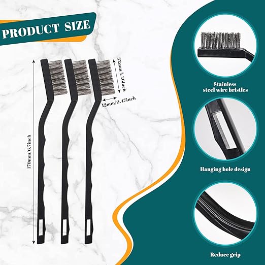 20 Pcs Mini Wire Brush Stainless Steel Brush Set, Curved Handle Masonry Brush - Image 2