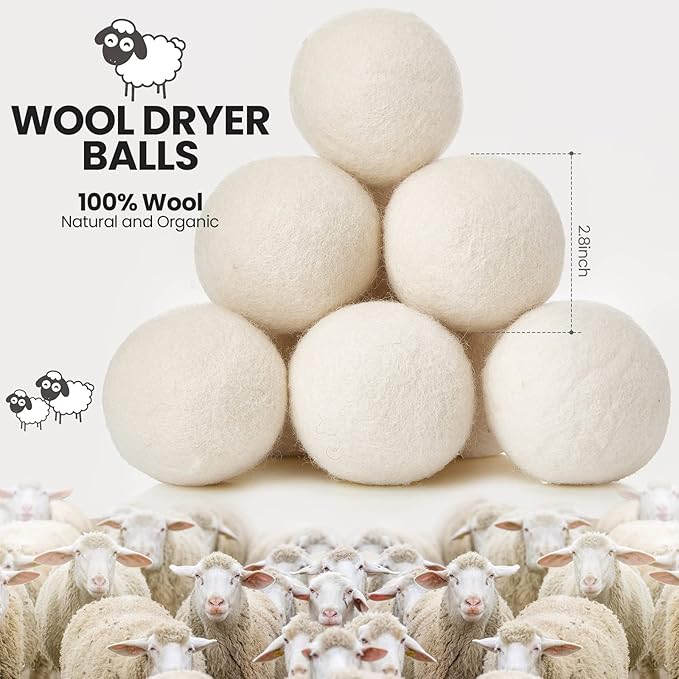 Kenning 26 Pieces Wool Dryer Balls Set, 24 Reusable Dryer Balls - Image 2