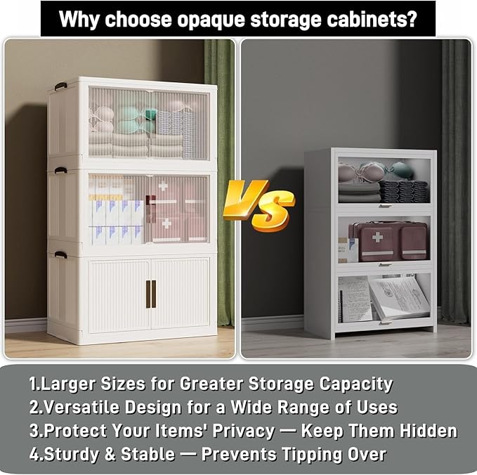 Stackable Storage Bins with Lid 44Gal/176QT Plastic Collapsible Storage Cabinet - Image 5