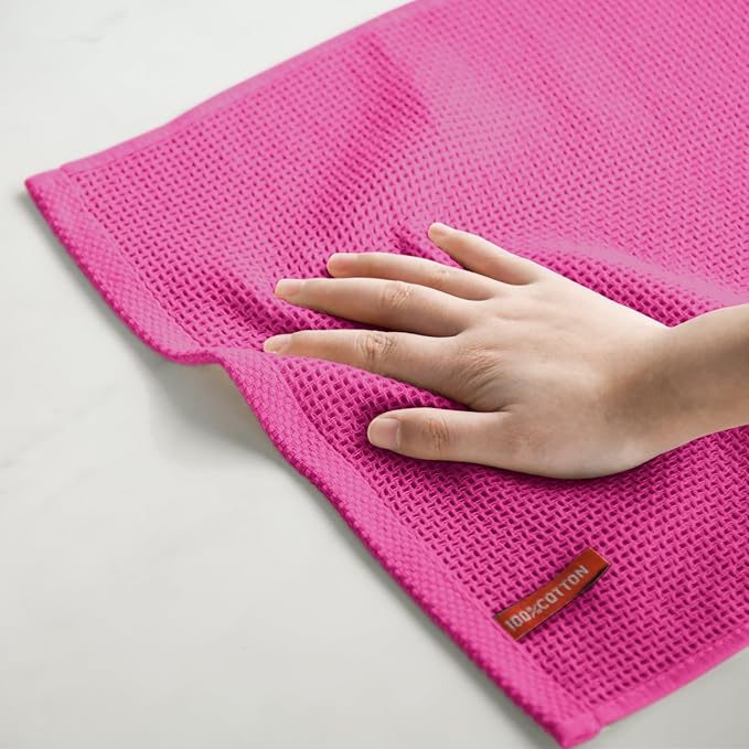 Artoid Mode 100% Cotton Rose Red Waffle Weave Kitchen Dish Cloths, 12x12 Inch - Image 5