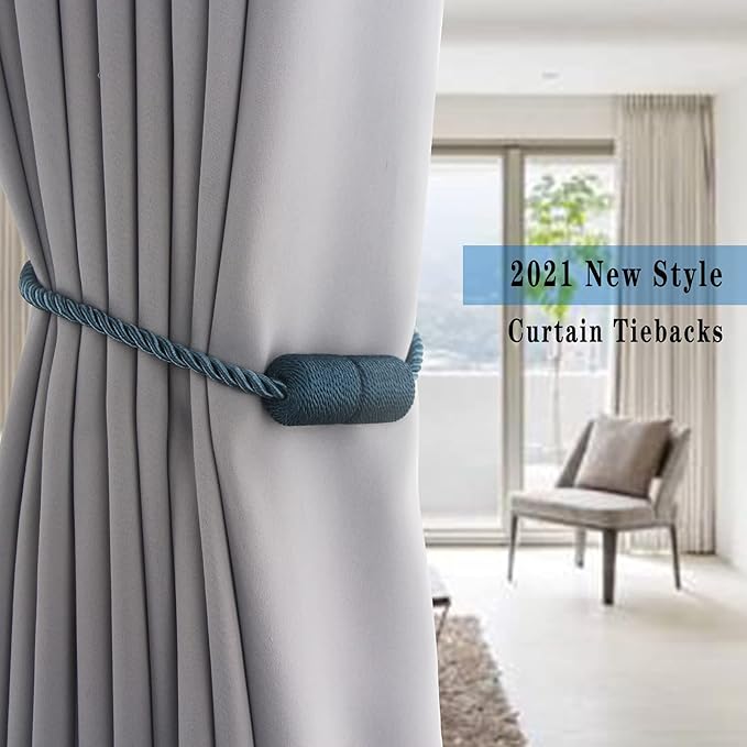 4 Pack Blue Strong Magnetic Curtain Tiebacks Outdoor Elegant Decorative Tie - Image 6