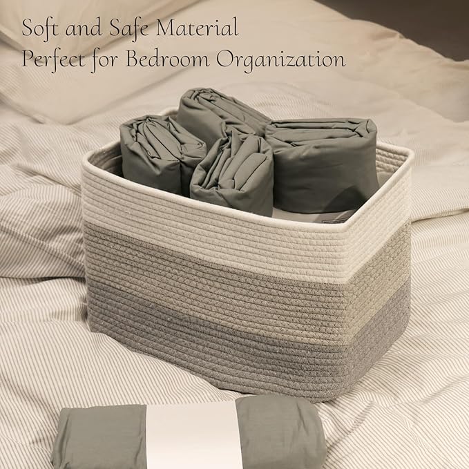 Hopegiver Woven Storage Baskets 15x11x10 Inch, 1 Pack Collapsible Cube Storage - Image 5