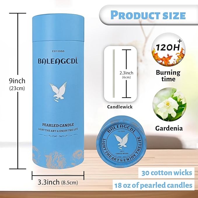 White Pearled Candle 18oz Luxury Sand Candle Granulated Wax - Image 2