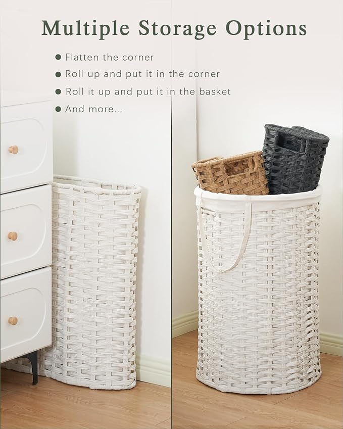 Laundry Hamper with Lid Laundry Basket with Lid 19.0 Gal Round Wicker Laundry - Image 5