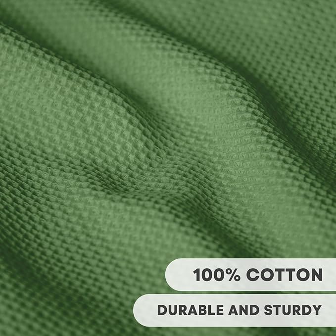 Artoid Mode 100% Cotton Olive Green Waffle Weave Kitchen Dish Cloths, 12x12 - Image 2