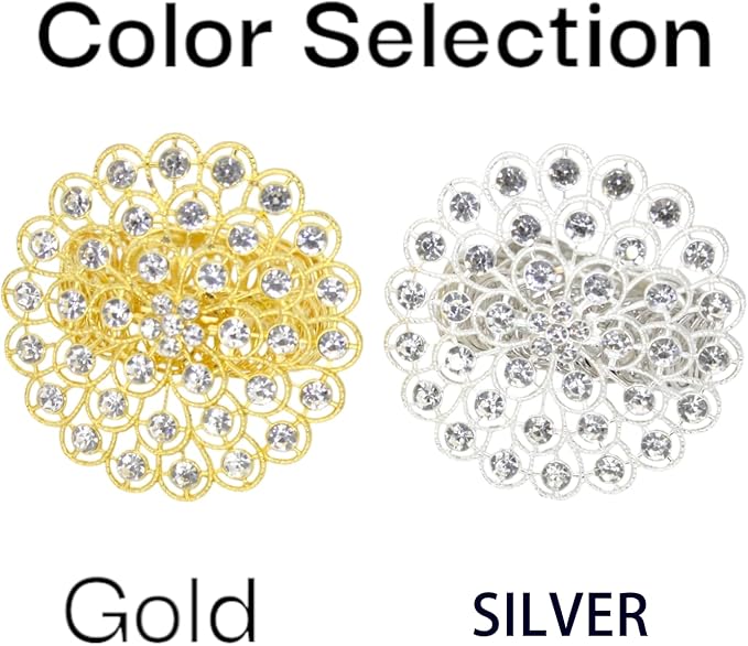 2 Pack Crystal Flower Curtain Tiebacks – Decorative Spring Wire Buckle Clips - Image 7