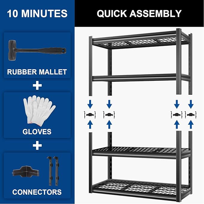 BILT HARD 46" W x 24" D x 72" H Heavy Duty Garage Shelving, 4-Tier Industrial - Image 8