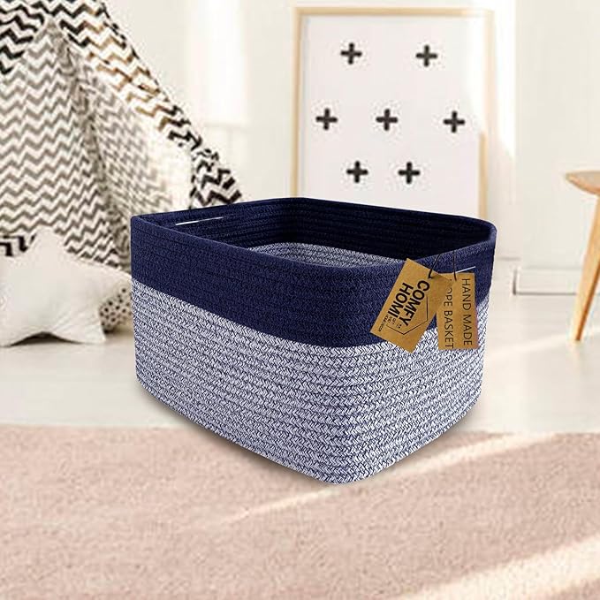 COMFY-HOMI 3PACK Rectangular Cotton Rope Basket - Image 4