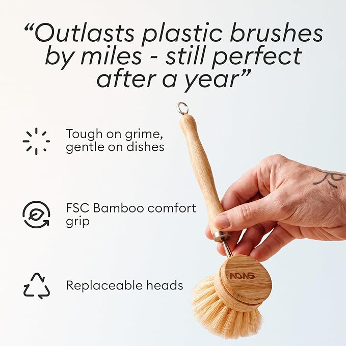 Vove Bamboo Dish Brush Replacement Heads, 4 Pack - Image 8