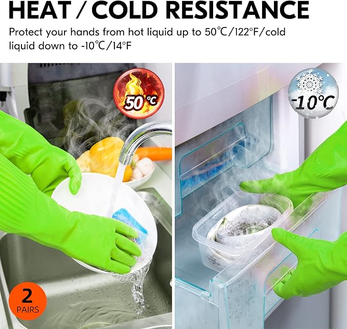 Vgo 2-Pairs Dishwashing Gloves, Reusable Household Gloves, Long Sleeve - Image 5
