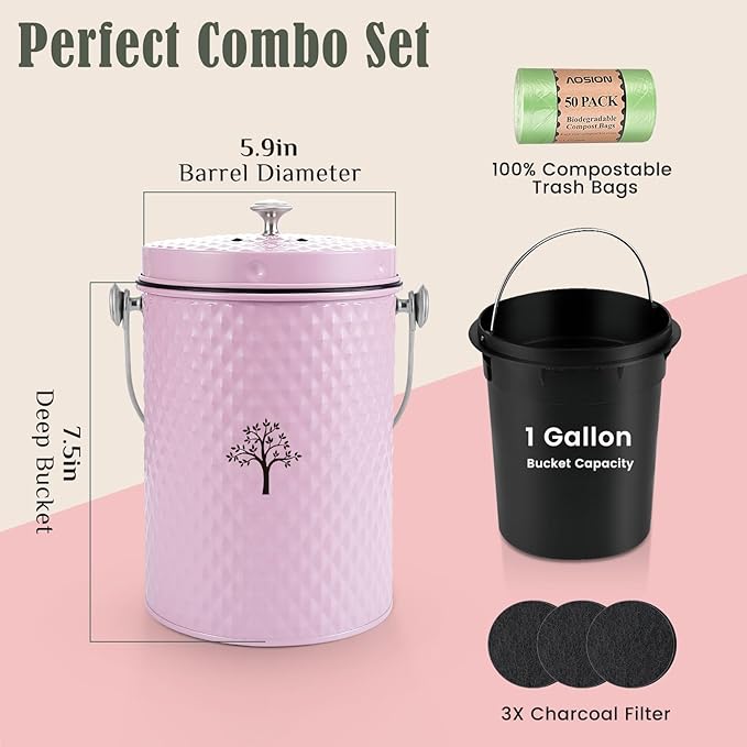 AOSION Countertop Compost Bin Kitchen，Odorless Indoor Compost Bin - Image 3