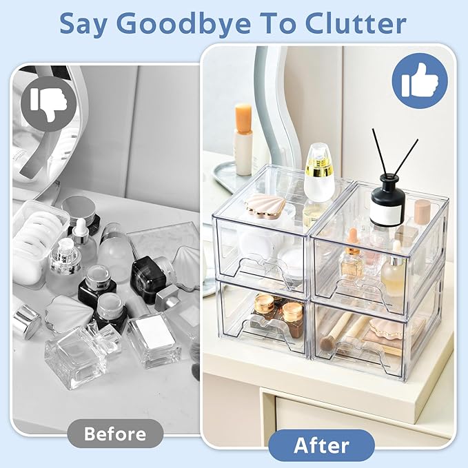 Plastic Drawers Storage, 6 Pack Clear Stackable Storage Drawers, Acrylic - Image 6