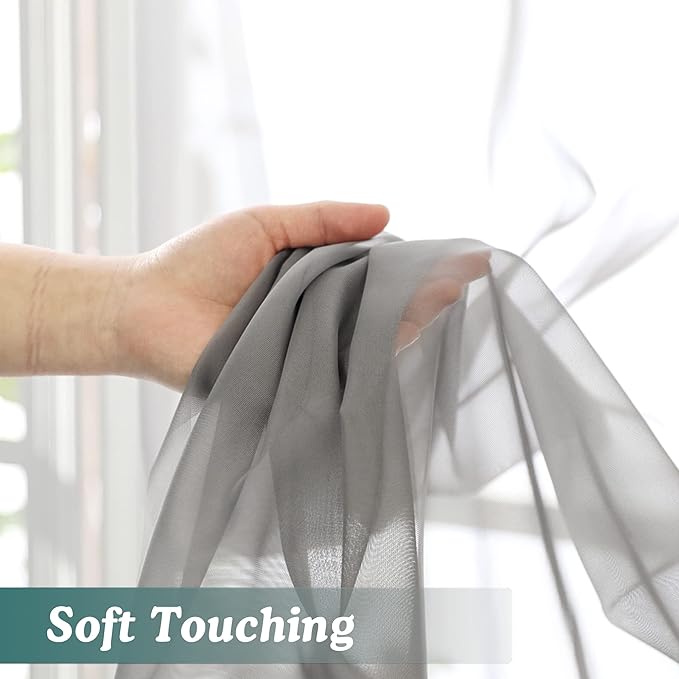 Chyhomenyc Charcoal Grey Sheer Scarf Valances - Image 2