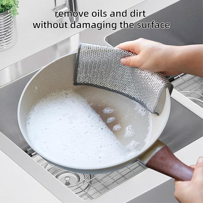 Multipurpose Wire Miracle Cleaning Cloths, Magnifying Wire Dishwashing Rags - Image 6