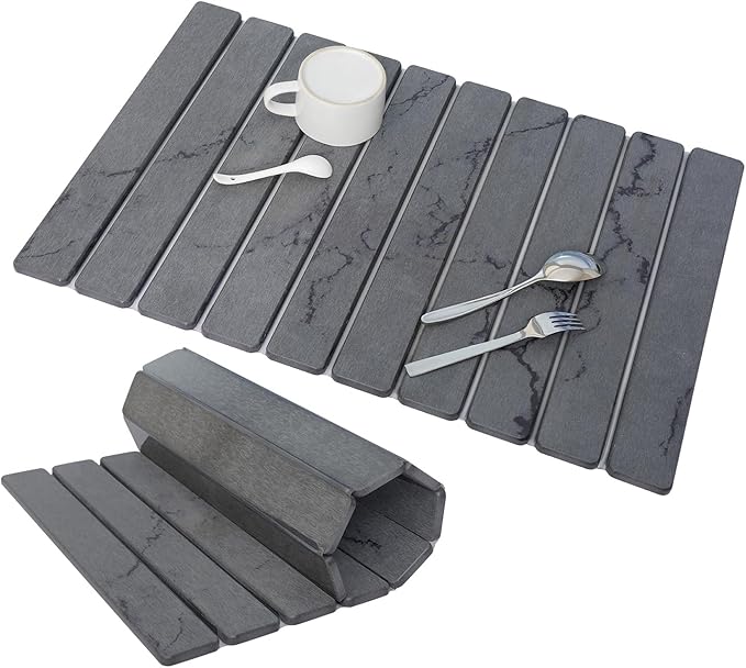 Stone Drying Mat for Kitchen Counter 24"×16", Large Dish Drying Mat by KEKUOU