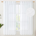 YoungsTex 63 Inch Length White Linen Curtains 2 Panels by YoungsTex