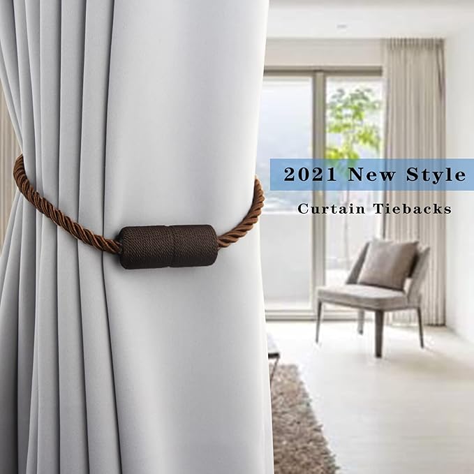 6 Pack Coffee Strong Magnetic Curtain Tiebacks Outdoor Elegant Decorative Tie - Image 6