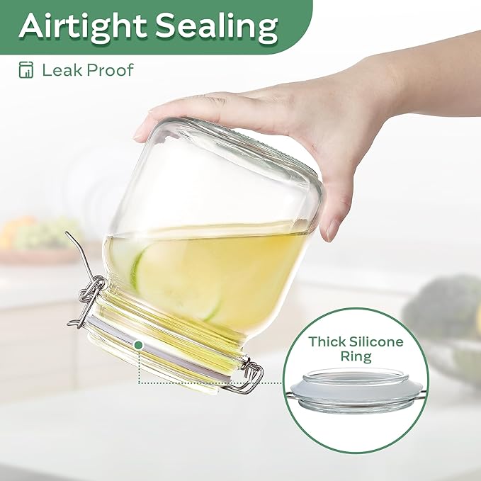 Glass Food Storage Jars with Airtight Lids 13 oz Square 4 Pack Kitchen Storage - Image 5