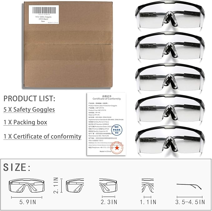 Safety Glasses, Lightweight Fog-Proof Safety Goggles - Image 2