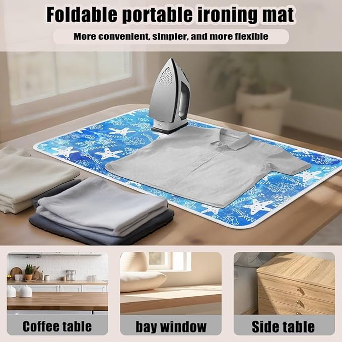 Ironing Mat Thickened Blue Stars Ironing Blanket Travel Portable Ironing Pad - Image 6