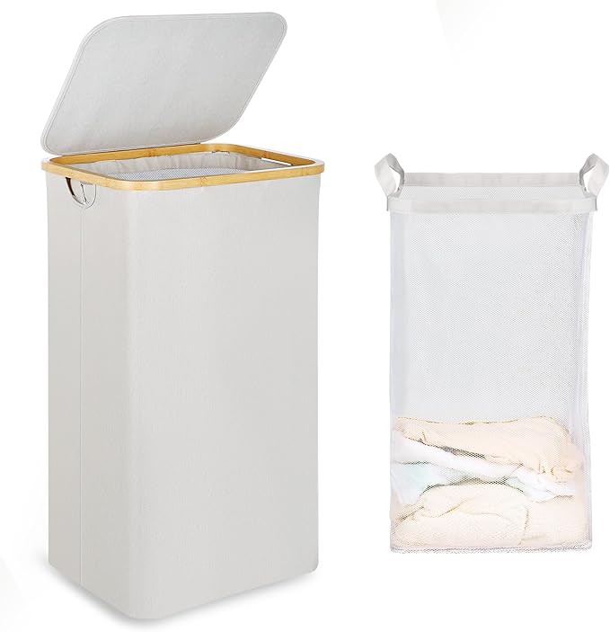 efluky Laundry Basket with Lid and Removable Bag, 100L Tall Laundry Hamper with by efluky