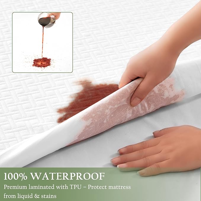 100% Waterproof Twin XL Mattress Protector, Breathable Bamboo Rayon Mattress - Image 3