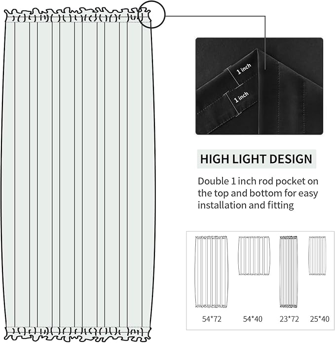 DWCN French Door Curtains – Rod Pocket Thermal Blackout Curtain - Image 3
