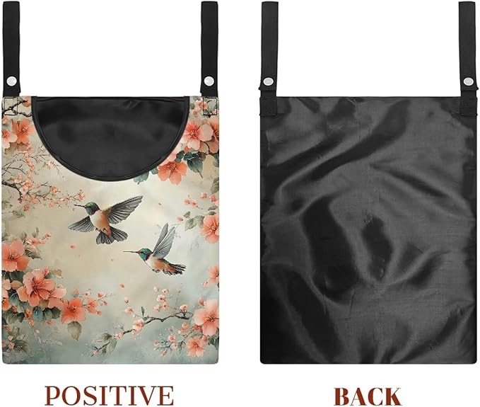 2 Pcs Hummingbird and Flowers Clothes Pin Bag, Small Hanging Laundry Bag - Image 7