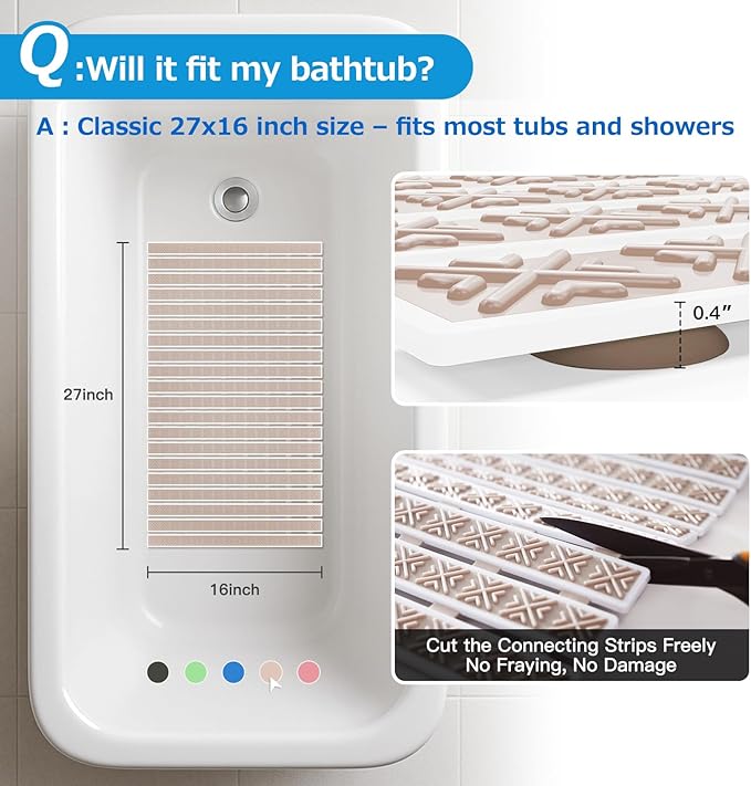 Matace Non Slip Rubber Bathtub & Shower Mat - Image 4