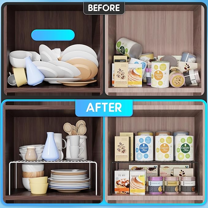 MediumWhite Cabinet Storage Shelf Rack Set of 6, Rustproof Metal Wire Kitchen - Image 4