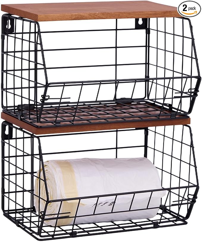 2 Pack XL Trash Bag Holder, Stackable Garbage Bag Dispenser by Galetcy