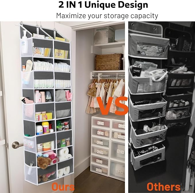 Over the Door Organizer 5 Tiers, Extra Large Behind Door Storage of 10 - Image 2