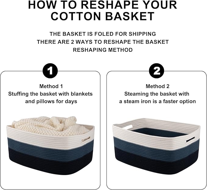Large Storage Basket for Organizing, Woven Rope Basket for Shelves, Closet - Image 8