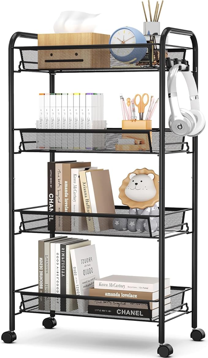 TOOLF 4-Tier Rolling Cart, Metal Utility Cart by TOOLF