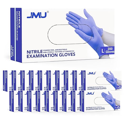 JMU Nitrile Gloves Large Bulk 4000 Count, 3.5 Mil Disposable Gloves Latex-Free by JMU