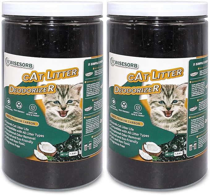 Cat Litter Deodorizer 2.4Lb Activated Carbon Litter Box Odor Eliminator by Wisesorb