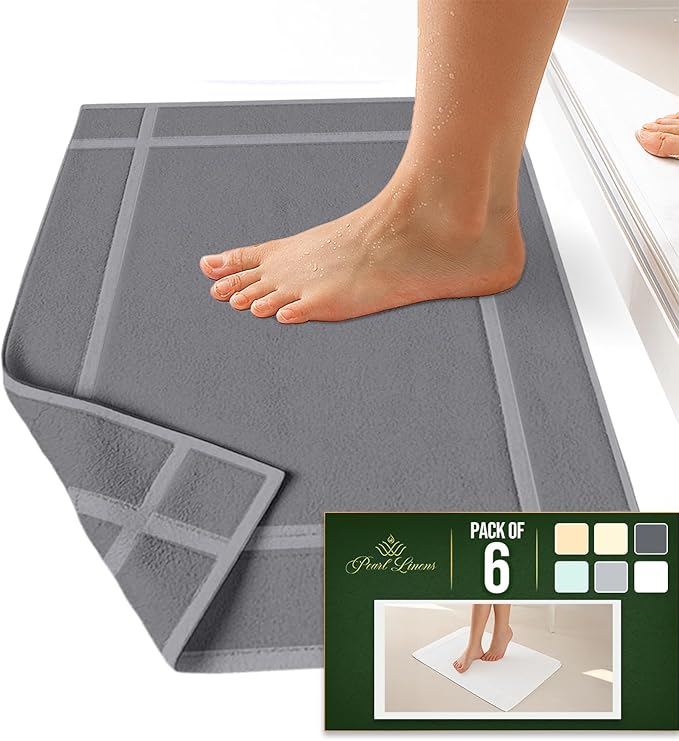 Pearl Linens Pack of 6 100% Cotton Bath Mat 20x30 inches, Soft & Absorbent - Image 5