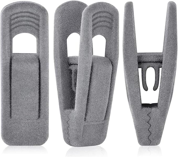 Grey Velvet Hangers Clips, Non-Slip Velvet Skirt Hanger Clips by TOFIIGREM