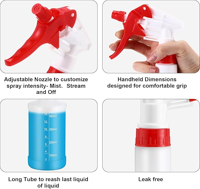 Eccliy 12 Pcs 16 Oz Plastic Spray Bottle, Adjustable Empty Reusable Sprayer - Image 3