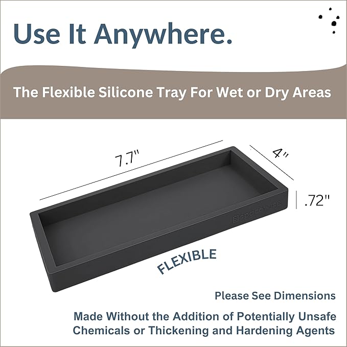 Countertop and Vanity Tray – Small 7.7” Silicone Tray, Soap Dispenser Trays - Image 3