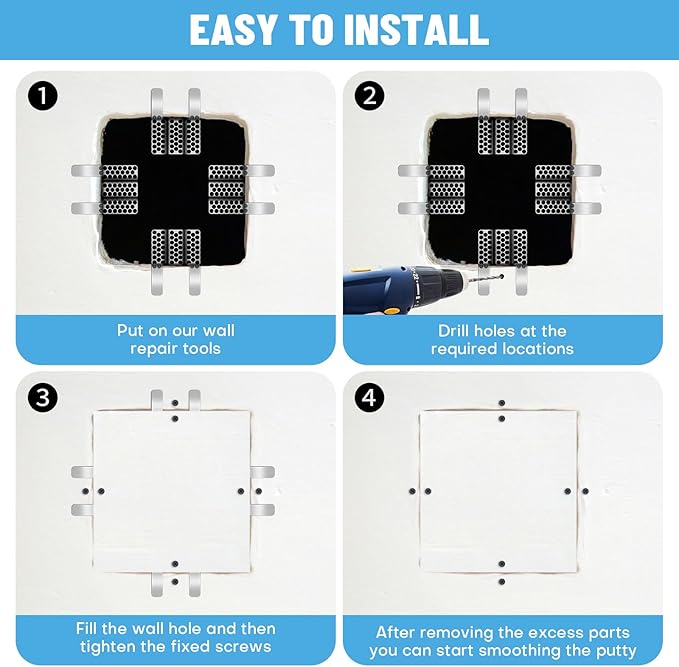 Drywall Repair Clips, 8 Pack Stainless Steel Wall Patch Kit - Image 4
