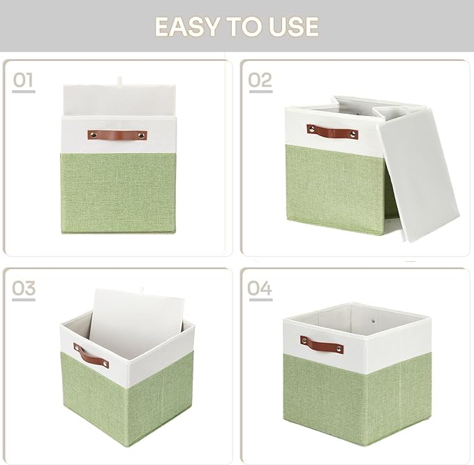 HNZIGE Fabric Storage Cubes for Shelves Set of 4, Storage Cubes Baskets 12 x12 - Image 8