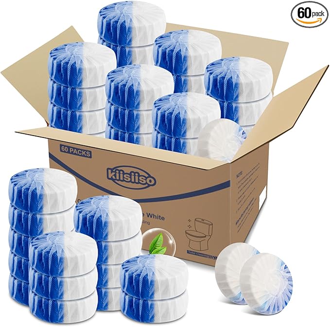 KIISIISO Ultra Clean Toilet Tablets White & Blue-60 PACK, Toilet Bowl Cleaners by Long-lastingCleanToilet