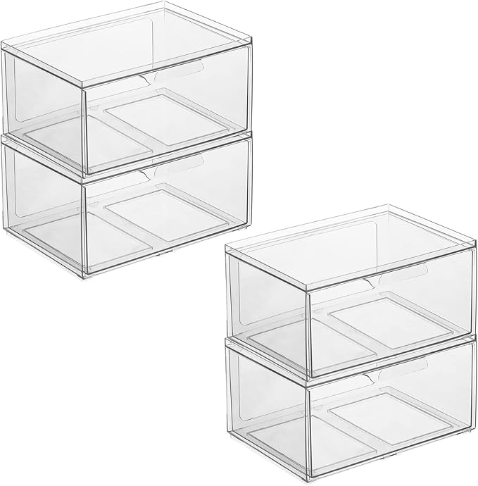 mDesign Plastic Wide Stackable Kitchen Storage Organizer Bin Containers - Image 9