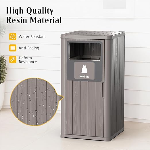 Outdoor Single Barrel Trash Can, Waterproof Resin Garbage Can - Image 4
